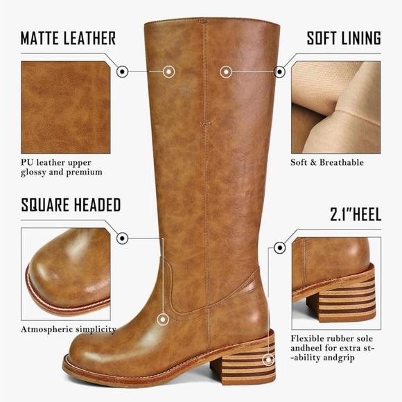 NWT Block Heel Knee High Boots, Wide Width, Wide Calf - Picture 3 of 6